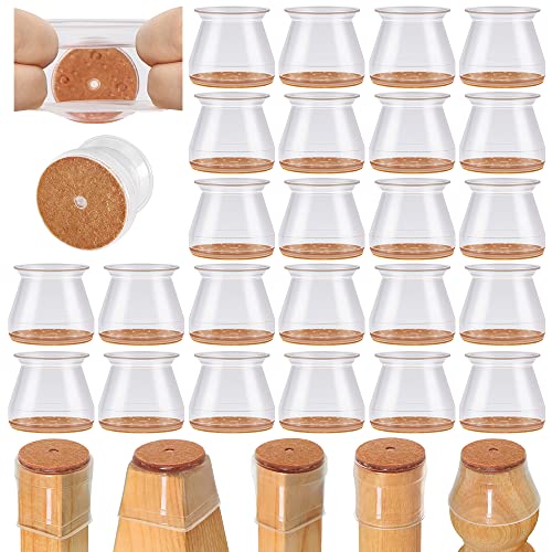 24 Pcs Chair Leg Floor Protectors for Hardwood Floors Silicone Covers to Protect Wood Tile Floors Felt Pads Furniture Leg Caps Non Slip Reduce Noise (Fit:1.3"-2")