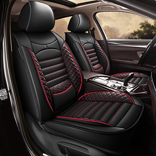 JIAMAOXIN Seat Covers for Toyota Avalon 2001-2023 Car Seat Covers Full Set 5 Seats Waterproof Faux Leather Car Seat Cushion Protector Compatible Airbag (Black & Red)