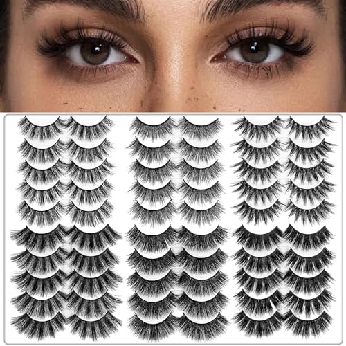 30 Pairs of 3D 6D False Eyelashes Kit Dramatic Soft Thick Handmade False Eyelashes with 6 Kinds Different Density for Women and Girls Natural Look