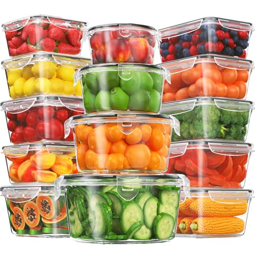 28 Pieces Food Storage Containers with Lids EXTRA LARGE Freezer Containers for Food BPA-Free Meat Fruit Vegetables Plastic Containers with lids Storage Airtight Leak-Proof Food Containers for Kitchen