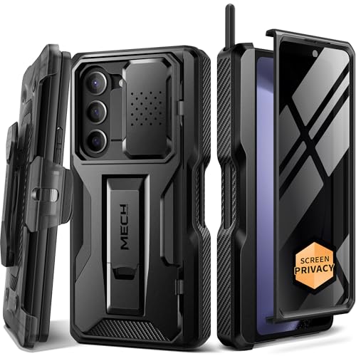 TONGATE for Z Fold 5 Case, [with Privacy Screen Protector & Slide Camera Cover] [S Pen Holder & Hinge Protection] Military Drop Phone Case for Samsung Galaxy Z Fold 5 with Stand & Belt Clip, Black