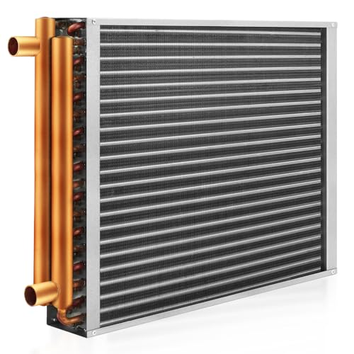 Water to Air Heat Exchanger 14X16 with 1" Copper Ports for Outdoor Wood Furnaces, Residential Heating and Cooling, and Forced Air Heating
