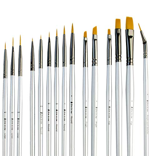 Best Small Miniature Paint Brushes - Detail Paint Brush Set of 14 pcs +1 Free, Tiny Model Paint Brush Set for Face Painting, Fine Detailing - Acrylic Watercolor Oil Paint Supplies