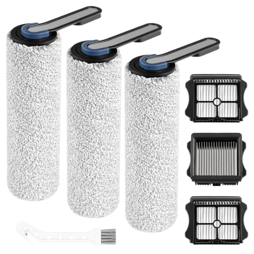 Floor ONE S5 Roller Brush Replacement and Vacuum Filter Kit Compatible with Tineco Floor ONE S5,Floor One S5 Pro Cordless Wet Dry Vacuum Replacement Parts,3 Roller Brush,3 Filters,1 Cleaner Brush