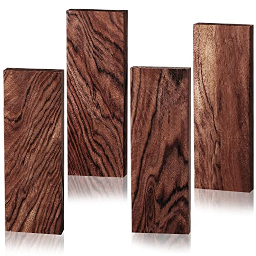 Riakrum 4 Pieces Ironwood Knife Handle Material Natural Wood Knife Handle Scales for DIY Crafts(5.12 x 1.77 x 0.51 Inch)