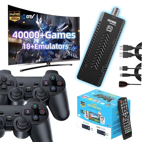 2025 New Dual System TV Game Stick Hybrid ISDB-T 64G,Built-in 40000+ Video Games,18 Emulators,1080P Full HDTV Game Box Retro Game Console for Digital TV,Digital STB,Games STB,Gift for Adult