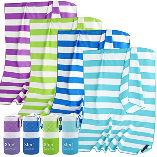 Sfee 4 Pack(8Pcs) Microfiber Travel Towel, Beach Towel Quick Dry Towel Camping Towel Super Absorbent Compact Lightweight Sports Towel Gym Towel Set for Beach, Gym, Hiking, Pool, Backpacking, Yoga