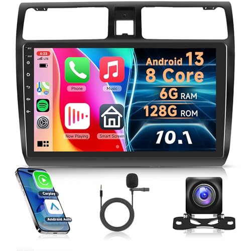 8 Core 6G+128G Radio Screen for Suzuki Swift 2005 2006 2007 2008 2009 2010 Carplay Android Auto GPS Navigation, Rimoody Android Car Stereo 10.1 inch Touchscreen WiFi BT FM EQ Mirror Link Backup Camera