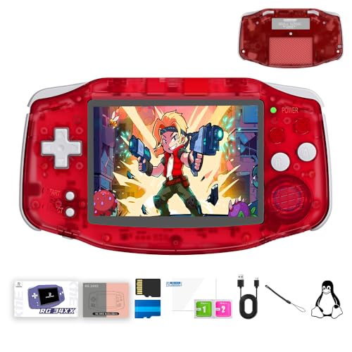 RG 34XX Retro Handheld Game Console Linux 64-bit 3.4 inch IPS Screen 32+64G Card RG 34XX Portable Gaming Console 5000+ Preloaded Games 3500mAh Battery Compatible with WiFi HDMI Bluetooth Red