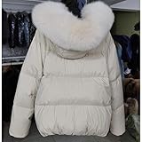 OFURTEBUY White Duck Down Jacket Winter Women Warm Loose Coat Natural Real Fox Fur Collar Thick Luxury Outerwear