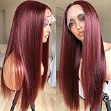 BrownBomb Reddish Brown Lace Front Wigs Pre Plucked Ready to Wear, HD Glueless 13X5X1 Synthetic Lace Front Wigs for Women 180 Density, Rich Reddish Brown Wig