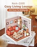 Rolife DIY Miniature Plastic House Building Set Toys Playset with LED Suitable for Mini Figures Construction Toys Diorama Kit Gifts for Teens Adults (Cozy Living Lounge)