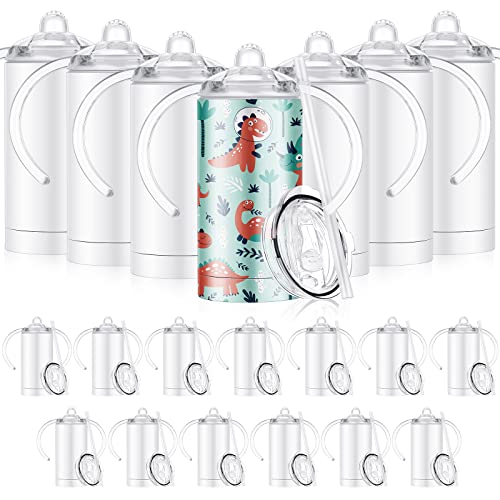 20 Pack 12 oz Sublimation Sippy Cups Blank Bulk Kids Sublimation Sippy Tumblers Cups with Handle and Lid Insulated Stainless Steel Water Bottle for Kids Toddler DIY Party Gift