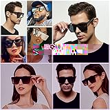 LYZOIT Square Oversized Sunglasses for Women Men Big Shield Large Rimless Shades Super Dark Black Sun glasses sensitive eyes