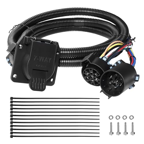 Oyviny Truck Bed 7 Pin Trailer Wiring Extension 7.5 Foot Compatibel with Chevy,Dodge,Ford,GMC,Nissan,Toyota,Ram, Universal Extension Harness for 5th-Wheel and Gooseneck Trailers