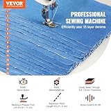 VEVOR Industrial Sewing Machine, 550W Servo Motor and Table Stand, 5000s.p.m Heavy-duty Lockstitch Sewing Machine, Clear Control Panel and Electro-mechanization Intelligent Start-stop for Easy Use