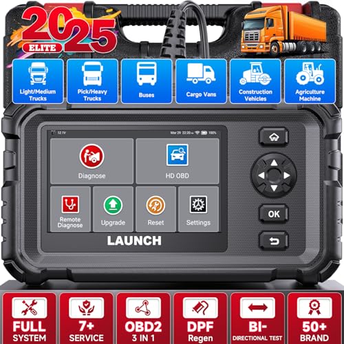 LAUNCH CRP129 HD Heavy Duty Truck Scanner, DPF Regen, Full System Diesel Diagnostic Scan Tool Speed Limit Adjust 7+ Reset Service Commercial Code Reader for Heavy Truck Pickup Tractor Semi-Trucks