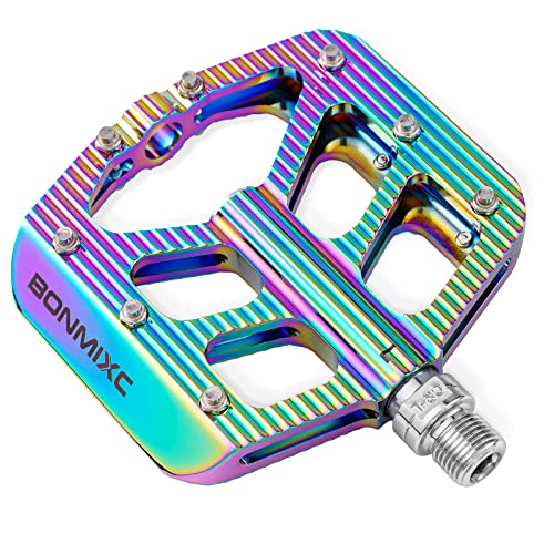 BONMIXC Bike Pedals MTB Pedals Non-Slip BMX Pedals Sealed Bearing Fashion Flat Road Bike Pedals 9/16" Oil Slick