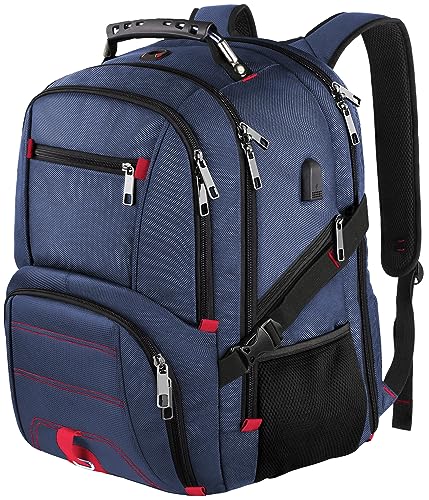 LTINVECK Extra Large 50L Travel Laptop Backpack, Computer bag Backbag with USB Charging Port, TSA Friendly Durable Big RFID Heavy Duty Business Tech Backpack Fits 17 Inch Laptops for Men Women, Blue