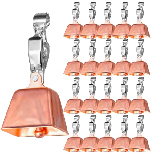 WOEUROI 21 Pcs Fishing Bells for Rods, Fishing Rod Bells Alert for Fish Catfish Bells with Clamp Clip on Poles Catfishing Equipment Angling Rings Ice Accessories for Angling Rod Tips (Rose Gold)