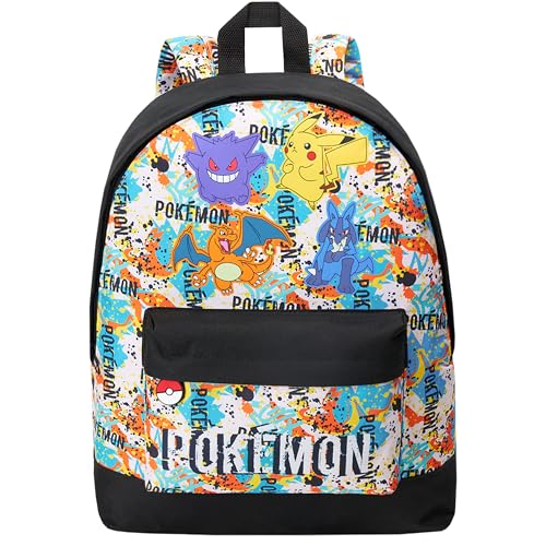 Pokemon Backpack for Kids Teens Boys Girls Pikachu Anime Bookbag Daypack Bag School Sports Gifts for Kids (Multi Graffiti)