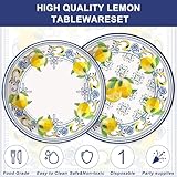 120PCS Capri Lemon Party Supplies for Baby Showe Bridal Shower Wedding Summer Citrus Fruit Themed Birthday Party Decor Italy Yellow Lemon Tableware Disposable Paper Plates Napkins Forks for 20 Guests