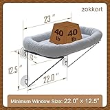 Zakkart Cat Window Perch - 100% Metal Supported from Below - Comes with Warm Spacious Pet Bed - Cat Window Hammock for Large Cats & Kittens - for Sunbathing, Napping & Overlooking (Grey)