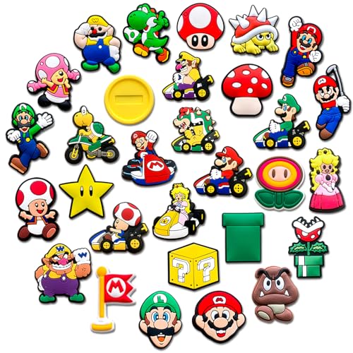 30Pcs Cartoon Game Shoe Charms for Clog Sandals Bracelets Decoration, Cute Charms for Party