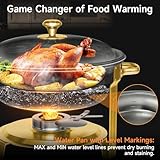 Chafing Dishes for Buffet, 4 Pack 5QT Round Stainless Steel Chafing Dish Set for Home Parties, Christmas Gatherings, Catering Events Complete Buffet Warmer Set (Golden 4)