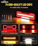 PARTSam LED Truck Trailer Tail Lights 10-30V, 74LEDs Stop Brake Turn Signal Tail Reverse Running/Tail Lights-Startup Scan All in One, for Heavy Trucks Trailers RVs Campers UTVs Vans Surface Mount 2pcs