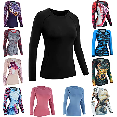ROAR MMA Grappling Rash Guard BJJ Training No Gi UFC Fight Gear Long Sleeve Shirt (X-Large, Black)