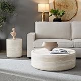 Modern Round Coffee Table Set of 2 for Living Room, Circle Coffee Table Side Table Set, Faux Mars Marble Pattern Center Table End Table Set for Apartment