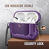 MOBOSI for AirPods Pro 2nd/1st Generation Case, Secure Lock Clip Carbon Fiber Case Cover with Keychain, Full Body Shockproof Hard Shell Protective Cover for AirPods Pro Case (2023/2022/2019), Purple