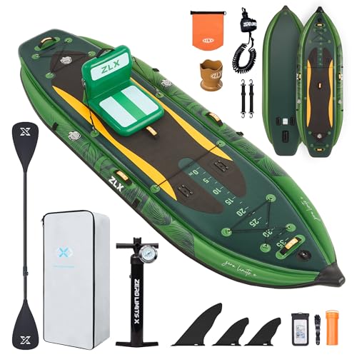 ZLX 11'6''x42'' Extra Wide Inflatable Fishing Paddle Board for Adults- Stable Non-Slip Deck Pad, Dual Reinforced Sides & Quiet Glide, 400lb Capacity SUP, Rod Holder, Camera Mount, Dual-Action Pump