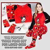 Disney Womens Pyjamas, Fleece Loungewear and Fluffy Socks Stitch Gift Set (Standard, M, Red Mickey)