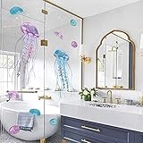 decalmile Large Jellyfish Wall Stickers Ocean Underwater Fish Wall Decals Girls Bedroom Nursery Bathroom Wall Decor(Jellyfish Size: 29" H x 17" W)