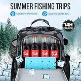 PLUSINNO Fishing Backpack with Rod Holders & Cooler, 45L Large Water-resistant Fishing Tackle Bag,Fishing Tackle Backpack Store Fishing Gear For Camping,Fishing Gifts for Men Father Black Camo