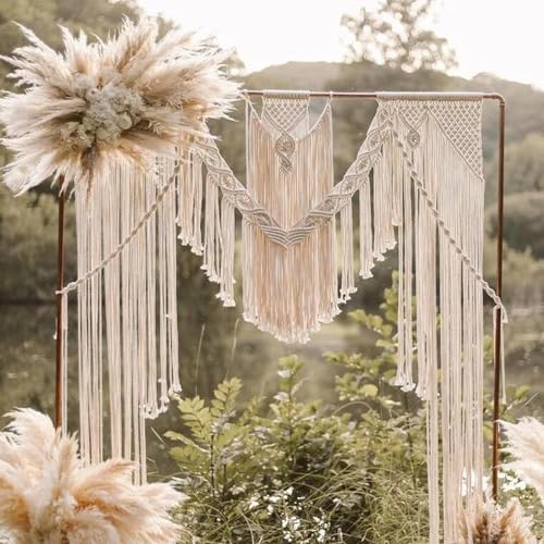 M MANUAL Boho Chic Macrame Curtain & Macrame Arch Bohemian Macrame Wedding Backdrop Decor Home Geometric Fiber Art Decor 59''W*78''L