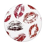 Sexy Red Lips Cute Lipstick Design With Kisses On White PopSockets PopGrip: Swappable Grip for Phones & Tablets