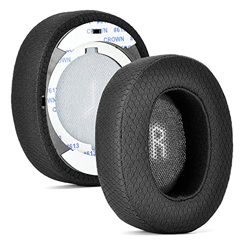 E55BT Earpads Upgrade Fabric Thicker - Replacement Ear Pads Foam Ear Cushion Pillow Cover Compatible with JBL E55BT E55 bt Bluetooth Wireless Headsets，Noise Isolation Memory Foam, Added Thickness