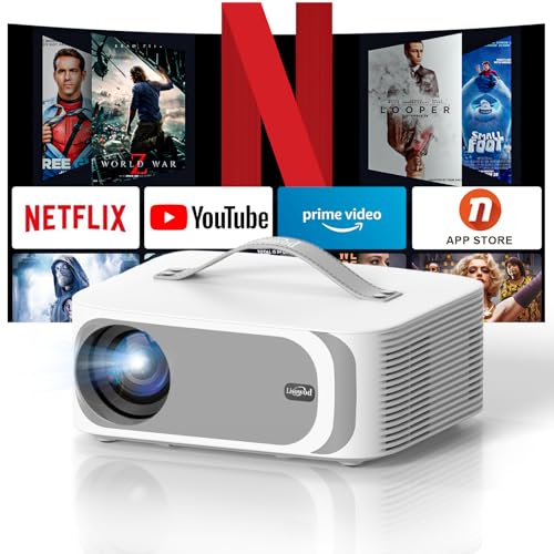 [AI Movins System Netflix-Licensed&Dolby] Smart-Projector-4K with WiFi 6 and Bluetooth,1000 ANSI Native 1080P, Lisowod Electric Focus Keystone Portable Proyector with Netflix/YouTube/Prime Video