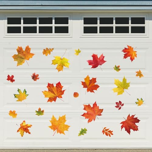 JarThenaAMCS Fall Garage Decoration Magnet Stickers Maple Leaves Refrigerator Decals Watercolor Magnet Stickers for Autumn Thanksgiving Party Home Door Fridge Car Dishwasher Decor,25 Pcs