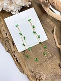 Concept8 colored long drop earrings with 925 silver post made in korea (Emerald)