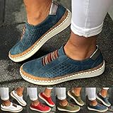 Gibobby Sneakers for Women Wide Width,Slide Hollow-Out Round Toe Casual Flat Shoes Slip On Shoes Flat Sneakers Fashion Casual Breathable Shoes for Women