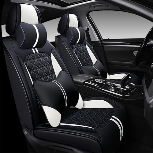 HESHS Seat Covers Fit for Mercedes-Benz Sprinter 2500 2017-2025, Premium Leather Car Seat Cover 2-Seats Luxury, Comfortable Breathable Car Seat Cover, Allweather Car Seat Protector(Black and White)