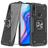 Asuwish Compatible with Huawei Y9 Prime 2019 Case and Tempered Glass Screen Protector Cover Cell Ring Holder Kickstand Phone Cases for Huwai P Smart Z Hwauei Honor 9X Hawaii Enjoy 10 Plus Black