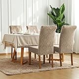 FORCHEER Chair Covers for Dining Chairs Set of 4,Velvet Beige Stretch Dining Room Chair Cover Kitchen Parsons Chair Slipcovers (Pack of 4, Velvet Beige)