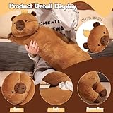 NXNYNZ Long Capybara Plush Pillow, Cute Brown 47.3inches Capybara Stuffed Animals Plushie Sleeping Hugging Body Pillow, Kawaii Capybara Soft Doll Toy with Orange Birthday Gift for Kids Girlfriend