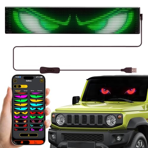 Super RGB Programmable LED Sign, 23"x5" Scrolling Big Flexible LED Matrix Panel, Smart APP Control Custom Text Pattern Animation, Led Digital Display Eye LED Sceen Lights for Car Window Store Decor
