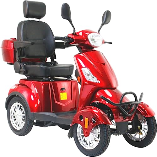 Mobility Scooters for Seniors & Adults 500lbs Capacity - 800W All Terrain Electric Powered Mobility Cart - Heavy Duty Mobility Scooter for Elderly w/Charger Remote Keys (Red)